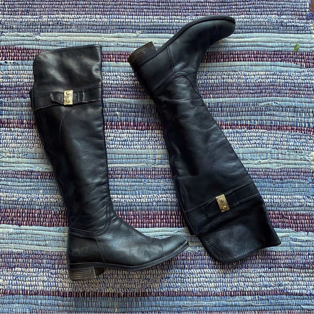Browns Couture black leather over knee boots